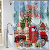 BIVINAR Christmas Gnomes Shower Curtains, Merry Christmas Buffalo Plaid Red