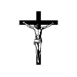 Crucifix Shaped Sticker (Catholic Jesus Christ Decal, Christian Religious Vinyl for Cars, Trucks, Laptops, and Coolers