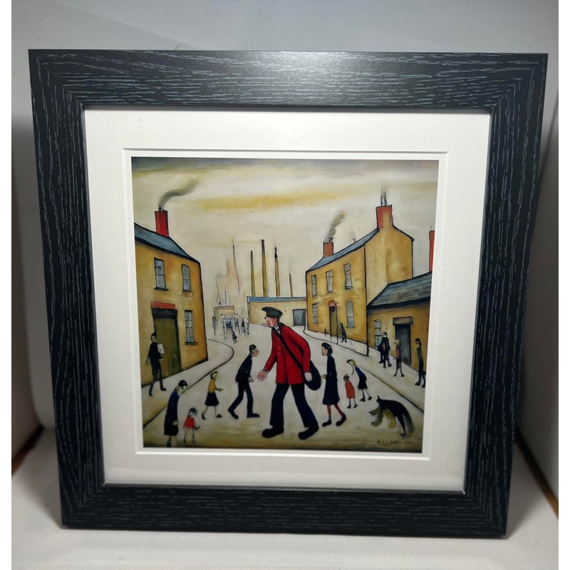 Greetingles Lowry-Style 12"/31cm Square Framed Print. Beautiful Black Ash Frame