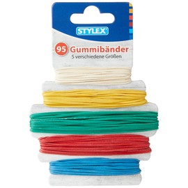 Stylex Stylex 31321 - Gummibänder, 95 Stück in 5 verschiedene Farben und Größen im Durchmesser von 90 mm, 120 mm, 130 mm, 150 mm, 180 mm sortiert