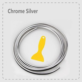 Car Interior Decorative Molding Door Panel Dashboard Gap Trim Strip 10ft (Chrome Silver)