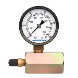 MEASUREMAN 2" Steel Gas Pressure Test Gauge Assembly, 3/4" FNPT Connection, 0-100Psi/kpa, +/-3-2-3% Accuracy