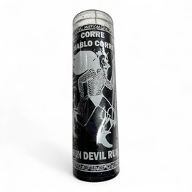 Prayer Candle 7 Day Run Devil Run 8" Vela de Corre Diablo Corre Unscented Pillar Candle in Glass