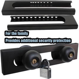 TEMEILI Double Door Locking Device, French Door Lock Security Barricade, Keyed Extra Door Lock for Doors with Double Handles/Knobs/Levers, All Metal Construction, Safety U-Shaped Bar Prevent Kick Ins