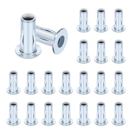 Glarks 20pcs M5 Multi-Grip Rivet Nuts Set White Zinc Plated Carbon Steel Flat Head Rivnut Pre Bulbed Shank Threaded Insert Rivet Nuts for Construction Industrial