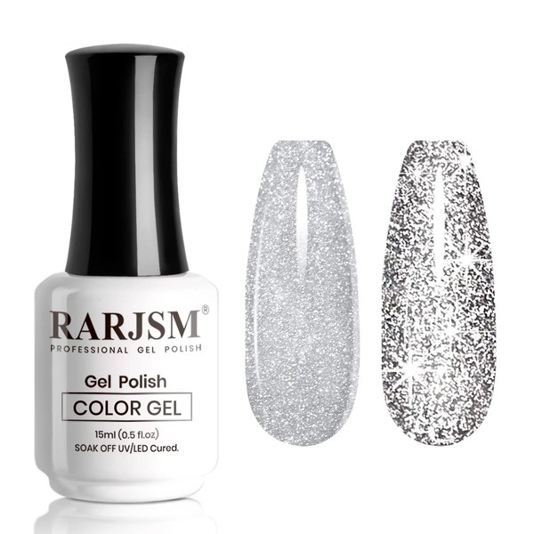 RARJSM Gel Polish Reflective Glitter,Gel Polish Glitter Silver,Flash Diamond Nail