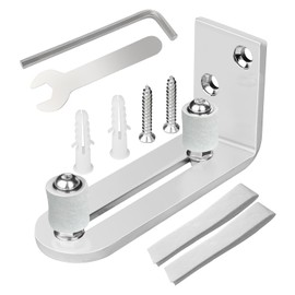 Akso Aoyupe Barn Sliding Door Floor Fixed Rails, Adjustable Stay Roller Double Wheel Clamping, Flush Flat Bottom Design, Metal Electroplating Corrosion Resistant, Chrome Round Head 1Pcs