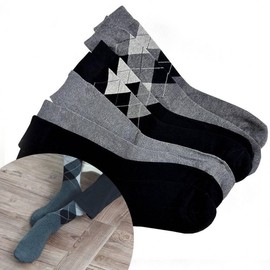Korean Made Modern Suit Men's Mid-Calf Socks (1 Pair) 141 Black Argyle 1 Pair 5ea