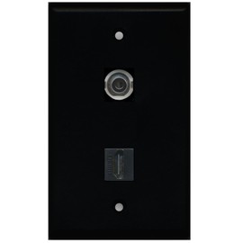 RiteAV - 1 3.5mm Audio/Headphone Jack and 1 HDMI Port Wall Plate - Black - Bracket Included