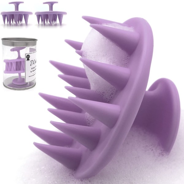 WAKISAKI (2-Pack) Hair Scalp Massager for Hair Growth, Mold-Free Silicone Scalp Massager Shampoo Brush, Scalp Scrubber Exfoliator for Dandruff Itchy Flaky Scalp, Works for Wet and Dry Hair, (Purple)