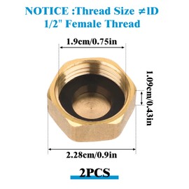 Jeffdad Blanking Plugs, 1/2 Inch Female Thread, Pack of 2 Brass Cap, Hexagonal End Caps, Sanitary Fitting, Sealing Cap, 1/2 Inch with Rubber Seals, Hexagonal Blanking Plug, Heating Valve