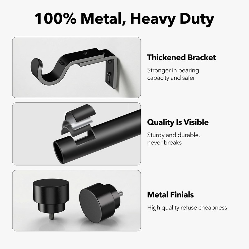 IFELS Heavy Duty Curtain Rods for Windows 28 to 48