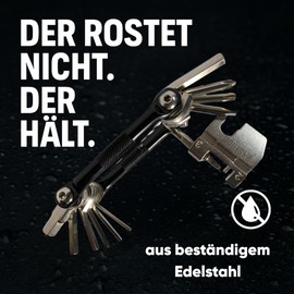 24SENDIT 17-in-1 Stainless Steel Bicycle Multitool - Includes 2 Tyre Levers & Jersey Bag For Road Bike, MTB, Gravel, E-Bike & City Bike - Ideal Tool for Travelling. Compact & Robust