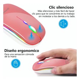 Mouse inalámbrico recargable Goojodoq M06 rosa