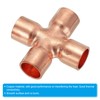 PATIKIL 1/2"(12.7mm) Copper Cross Pipe Fitting, 4 Pcs 4 Way