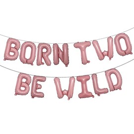 Born Two Be Wild Balloons Born Two Be Wild Birthday Party Decoration Jungle Animals 2nd Birthday Decoration Born to be Wild Banner for Safari Born Two be Wild birthday (BORN TWO BE WILD Pink)