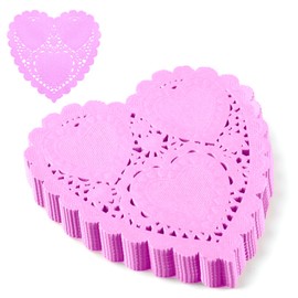ANPUNAT 150 Pcs Valentine Heart Doilies 4Inch Heart Shape Paper Doily for Valentine's Mother's Day Wedding Decoration Craft Party(Pink)