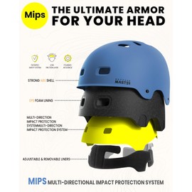 OutdoorMaster MIPS Skateboard Cycling Helmet for Adults - Lightweight, Ventilated Multi-Sport Helmet with Two Removable Liners for Scooter, Roller Skating, Inline Skating