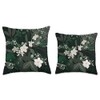 Dark Botanical Elegance – White Florals & Greenery Throw Pillow