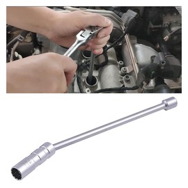 JOYCOURT 14mm Magnetic Swivel Spark Plug Socket, Thin Wall 3/8 Inch Drive x 12" Extension 12-Point Standard Spark Plug Socket Removal Tool 360-degree Rotation, Suitable for Most Car Models