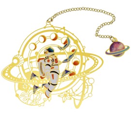 BLBMH Metal Bookmarks for Men Him Unique Christmas Birthday Gifts for Boyfriend Best Friend Anniversary Valentine’s Day Gifts - Astronaut and Moon Phases