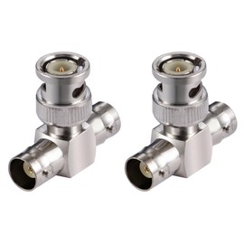 Vecys 2PCS BNC Adapters BNC Male to Dual BNC Female Connector 3 Way T-Socket Splitter Adapter for CB Antenna 4G Walkie Talkie CCTV Handfunk Ham Radio HD Video HDTV