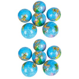 The Dreidel Company World Globe Squeeze Ball Bunch Stress Ball, Planet Soft Foam Stress & Anxiety Relief Toy, Planet Earth, 3" Inches - (Pack of 12)