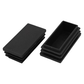 METALLIXITY Rectangular End Caps (60 x 30 mm) Pack of 2 Plastic Rectangular Tube Inserts Threaded End Caps Protection - for Furniture Table Chair Legs, Black