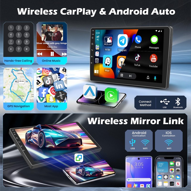 [4+64G] Hikity Android 15 Car Stereo for Toyota Camry 2012