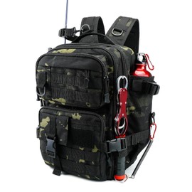 Nuoviyiya Small Fishing Backpack with Rod Holder, Water-Resistant Tackle Backpack, Fishing Tackle Bag for Box Storage, Fishings Gear & Outdoor Camping