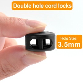 RJ-Sport Heavy Duty Cord Locks - Double Hole Drawstring Stopper Fastener for No Tie Shoelaces and More