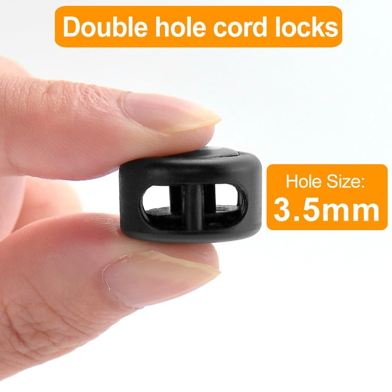 RJ-Sport Heavy Duty Cord Locks - Double Hole Drawstring Stopper