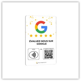 Social Review Tap Card | Review QR Code | Contactless Review Card | NFC Tap Card | Unlimited Use NFC Card (1-French Google Card)