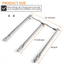 69787 Grill Burner Tubes for Weber Spirit 300 Series and Spirit II 300 Series, Spirit E310 E320 E330 S310 S320 S330 SP330 Gas Grills with Up Front Controls, Stainless Steel 304, 18 Inch