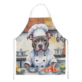Caroline's Treasures Pit Bull Terrier The Chef Apron Cooking Kitchen Server Baking Crafts Gardening for Adult Women Men, Unisex, Large, Multicolor