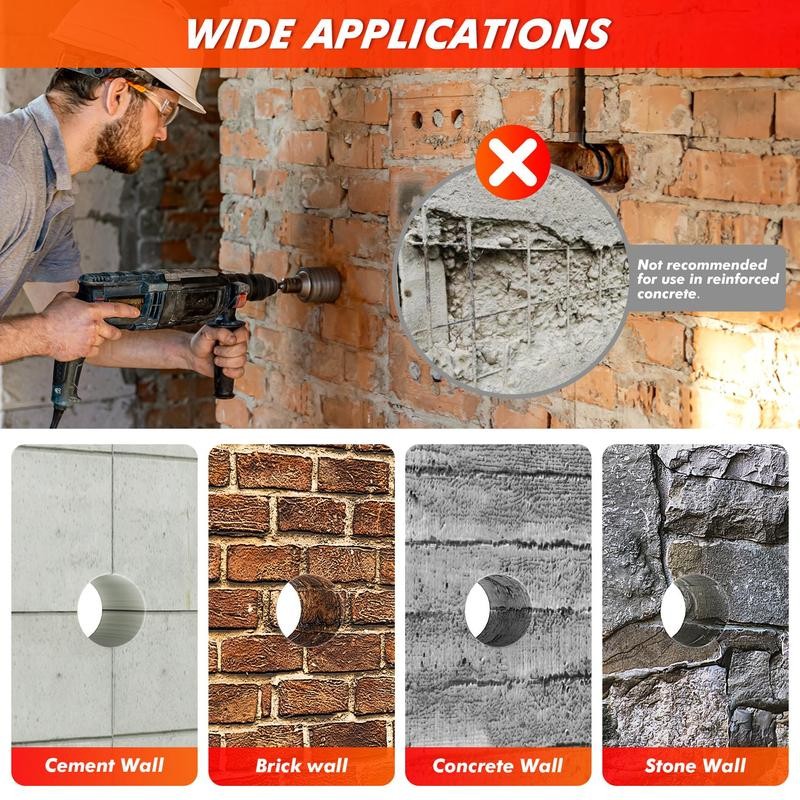 Concrete hole saw kit with SDS plus shank and MAX