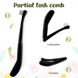2 PCS Eyelash Separator Tool, Eye Brow Comb, Portable Mascara Separator Tool with Cover, Eyebrow Combs with Metal Teeth, Lash Comb for Women, Makeup Tools