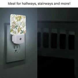Chrobak LED Night Light,Green Maple Leaves LED Night Light Plug into Wall with Dusk to Dawn Light Sensor White Energy Efficient Nightlight for Bedroom Bathroom Hallway Living Room Kitchen
