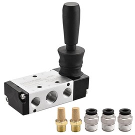 Heschen Pneumatic Hand Pull Mechanical Valve 4H210-08 2 Position 5 Way PT1/4 Manual Control Push-Pull with Fittings and Muffler