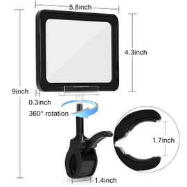 Mlici Acrylic Sign Holder with Clamp, 6 x 9 Inch Double Head Display Clips with PVC Card Protector, Rotating Sign Price Tag Clip On Sign Display for Hangrails or Tubes (Pack of 7) (Black)