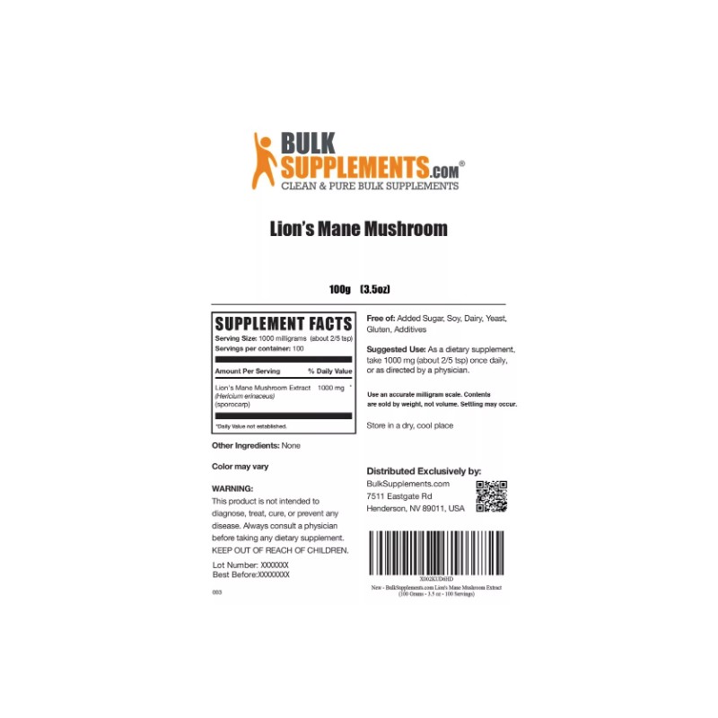 Lion鈥檚 Mane Cognition Mushroom Extract Powder 100G Organic Non GMO