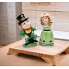 Fine Ceramic Irish Dancing Leprechaun and Girl Salt & Pepper
