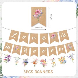 Bridal Shower Decorations Floral Party - 3 Pcs Flower Themed Bridal Shower Love Is In Bloom Banners Gold Garland for Girl Women Birthday Bachelorette Wedding Engagement Party Supplies