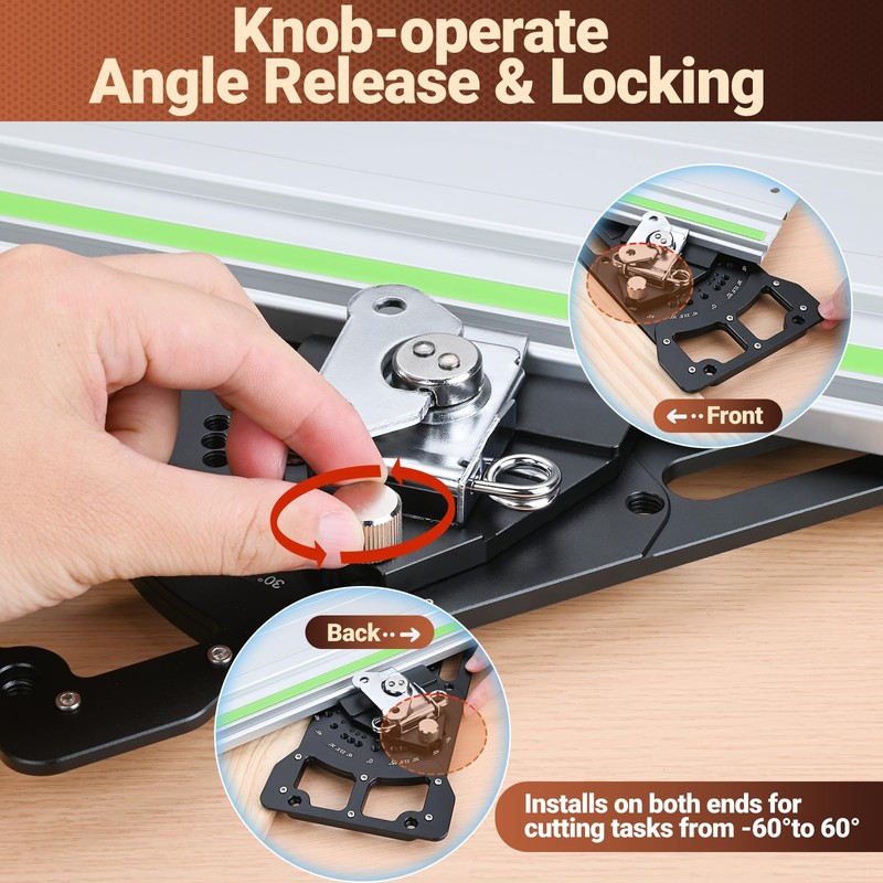 Adjustable Track Saw Square, Compact Multi-Angle Cutting Guide with 11
