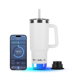 Hidrate Spark PRO 2 Smart Tumbler – 887 ml Insulated Stainless Steel, Tracks Water Intake, Glows & Beeps for Drink Reminder, Bluetooth Sync to App, Straw Lid, BPA-Free, White (with Apple Find My)