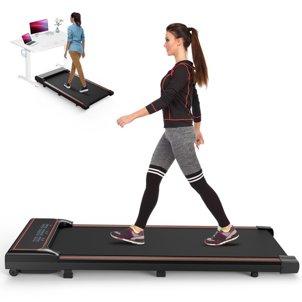 OLIXIS Compact Armless Treadmill for Small Spaces, Quiet Under-Desk Walking