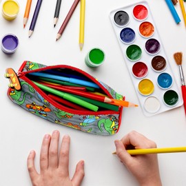 Fashion Stationery Pencil Case for Boys Dinosaur Pencil Cases for Girls Kids or Children at Primary School 1 Large Compartment Storage Case Birthday Gifts Christmas Stocking Fillers