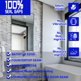 POLIXEL White RTV Silicone Sealant - Professional Grade 100% Waterproof Adhesive for Bathroom, Kitchen, Windows & Plumbing, Dries Fast, Paintable Crackproof Caulk for Tubs, Sinks, Tiles - 1.8oz / 50g