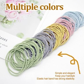 WOLMIK 100Pcs Hair Bobbles, 2mm Hair Ties Elastic Hair Bands, Ponytail Holders No Metal Gentle Hair Bands for Women Girls Kids (Multicolor)