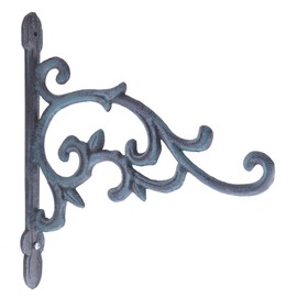 Plant Hanger Flower Basket Hook Bracket Verdigris Cast Iron 9.25" Deep (1)